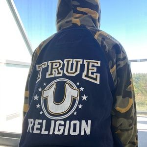 True religion camo hoodie. Unisex.